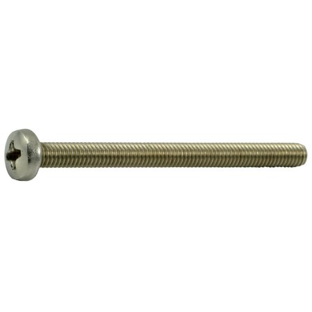 MIDWEST FASTENER M4-0.70 x 50 mm Phillips Pan Machine Screw, Plain A2 Stainless Steel, 100 PK 55060